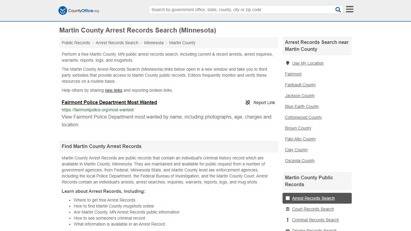 Arrest Records Search - Martin County, MN (Arrests & Mugshots)